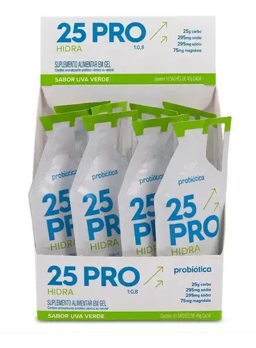 Gel de Carboidrato Probiótica Gel 25 Pro Hidra Carbo Uva Verde 40g 10 Sachês