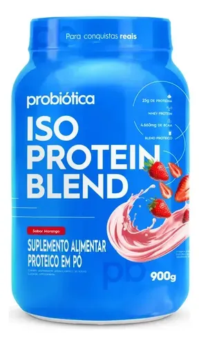 Whey Protein Probiótica Iso Blend 900g Morango