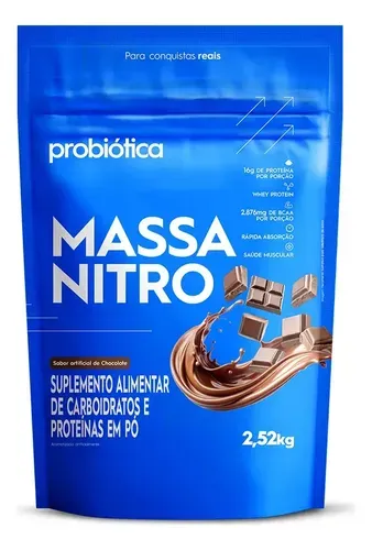 Hipercalórico Massa Nitro Probiótica 2,52kg Sabor Chocolate