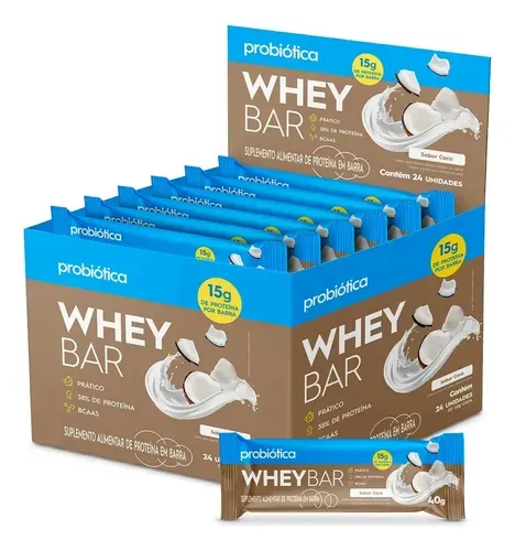 Whey Bar Probiótica Sabor Coco 24 Unidades 40g