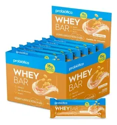 Barra de Proteína Probiótica Whey Bar Sabor Amendoim Caixa 24 Unidades - Foto oficial e menor preço
