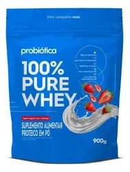 Proteína 100% Pure Whey Probiótica em Pó de Iogurte com Morango 900g - Foto oficial e menor preço