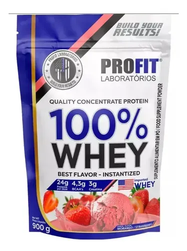 Whey Protein Profit 100% Quality Concentrate Morango 900g