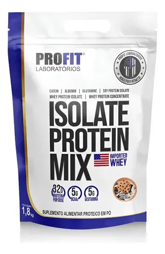 Whey Protein Isolate Protein Mix Refil 1,8kg Profit Sabor Cookies & Cream