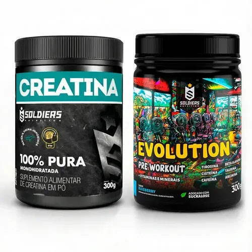 Kit Suplementação Soldiers Nutrition Creatina 300g e Pré-Treino 300g