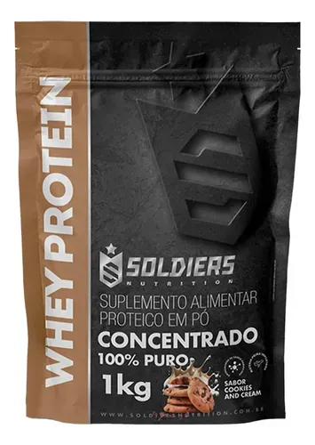 Whey Protein Concentrado 1kg Cookies Soldiers Nutrition Cookies & Cream - Foto oficial e menor preço