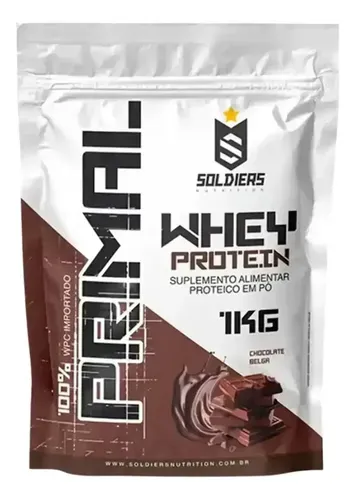 Whey Protein Primal 1kg Soldiers Nutrition Sabor Chocolate Belga