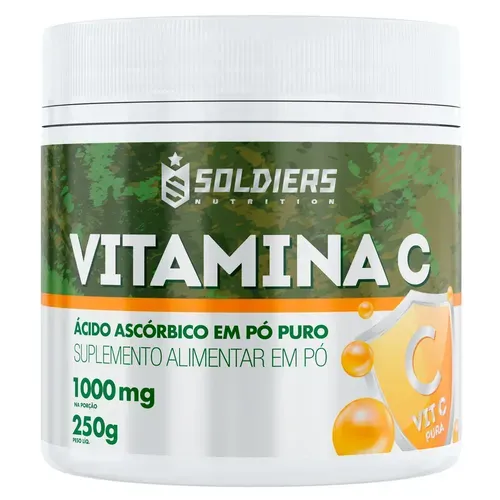 Vitamina C em Pó Ácido Ascórbico 250g Soldiers Nutrition
