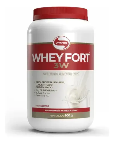 Whey Protein Vitafor Fort 3W 900g Sem Sabor