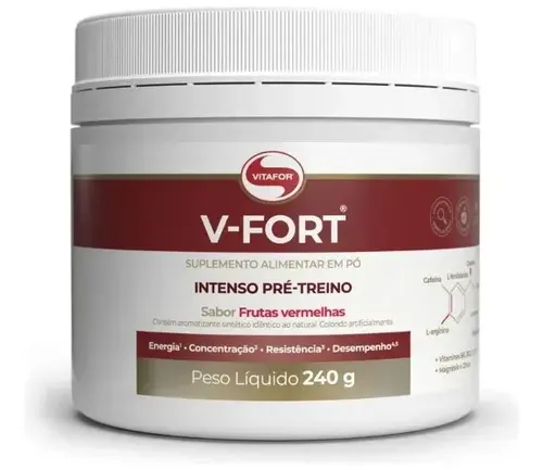 Suplemento V-fort Pré-treino Frutas Vermelhas 240g Vitafor - Foto oficial e menor preço