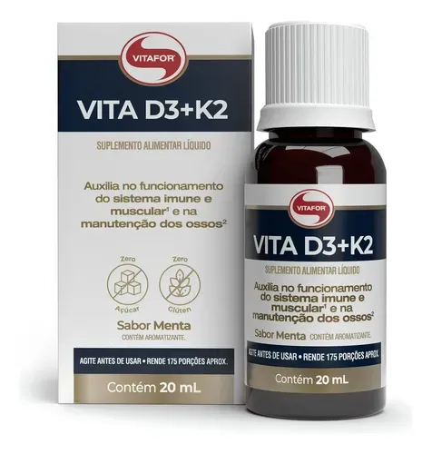 Suplemento Vita D3 + K2 Sabor Menta 20ml Vitafor