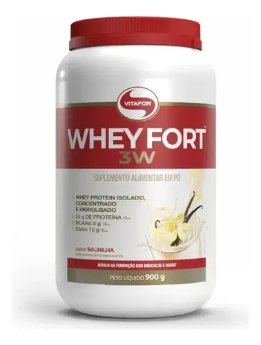 Suplemento Proteico Vitafor Whey Fort 3W Sabor Cookies 900g